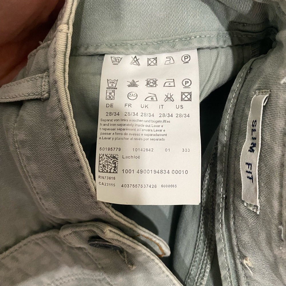 BOSS ORANGE HUGO BOSS pale green moto style slim fit jeans size 28 - Picture 5 of 9